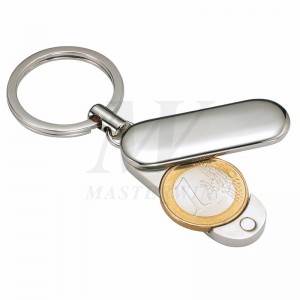 Metalen sleutelhouder met euromuntenopslag (voor $ 1 euromunt) _B62729