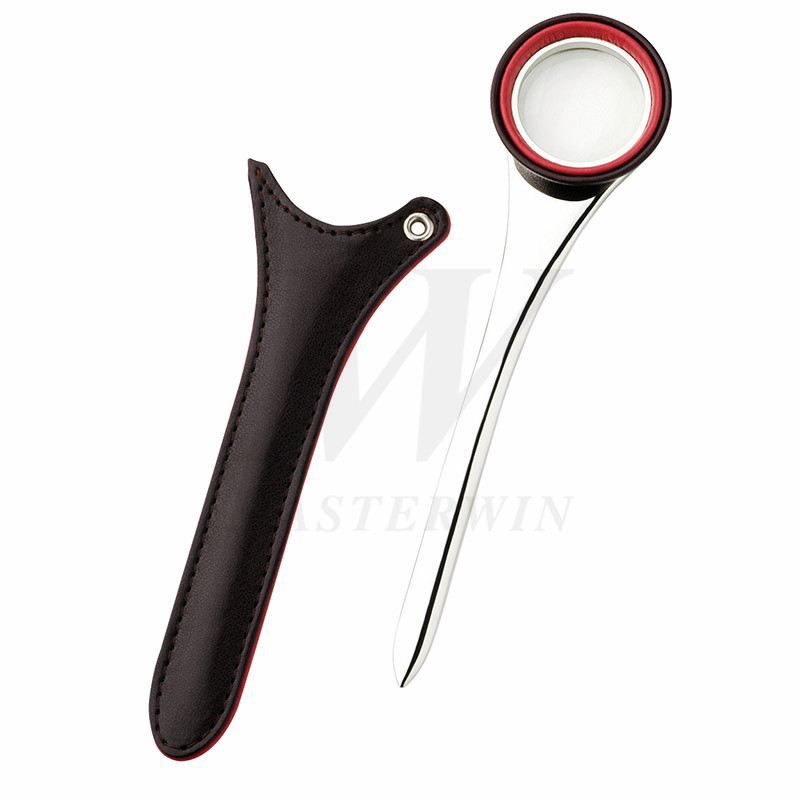 Metaal / PU briefopener met vergrootglas_B86493-02